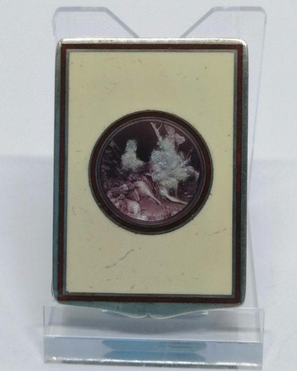 Boîte argent, rectangulaire guillochée et émaillée, Paris vers 1900-20.