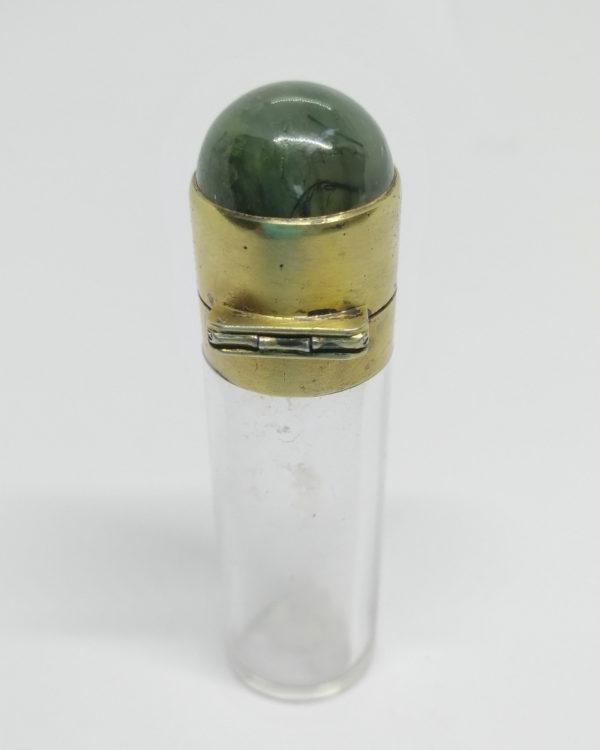 Flacon à sels ou de pâmoison, en argent/vermeil, cabochon de pierre naturelle, 1920-25. – Image 3
