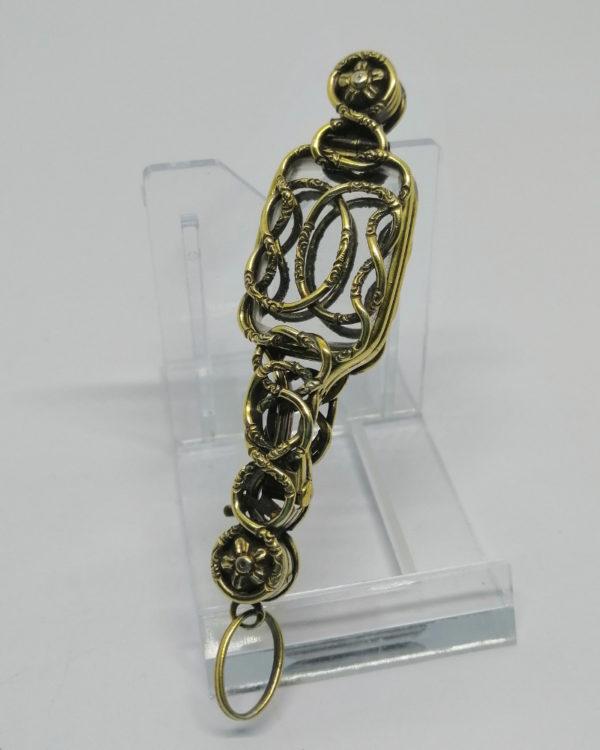 Paire de lunette de lecture pliante, argent/vermeil, avec décor, vers 1880. – Image 2