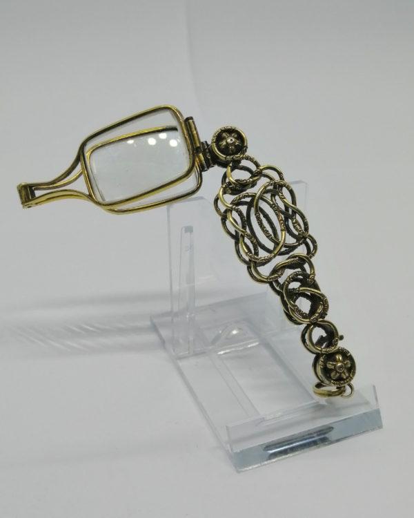 Paire de lunette de lecture pliante, argent/vermeil, avec décor, vers 1880. – Image 5