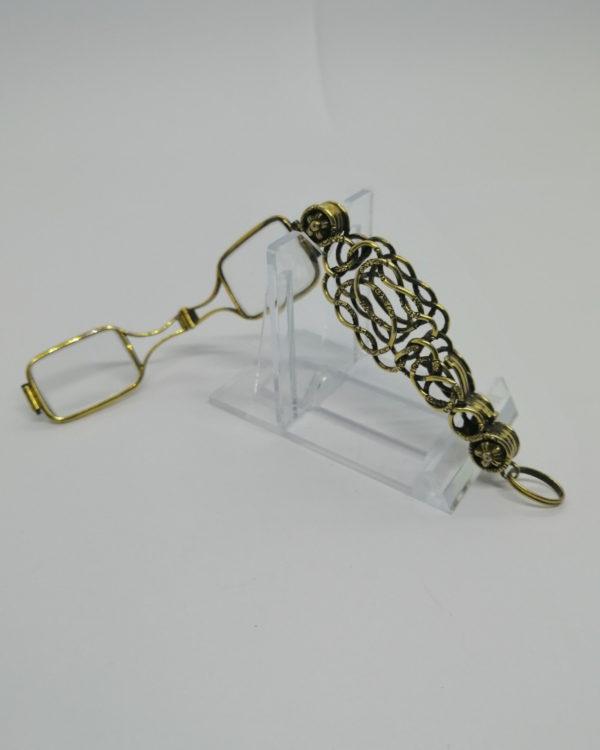 Paire de lunette de lecture pliante, argent/vermeil, avec décor, vers 1880. – Image 6
