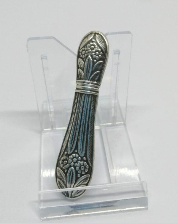 Porte-aiguilles, argent massif, décor floral et végétal stylisé, Art Déco Portugal, vers 1938. – Image 2