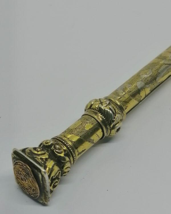 Porte-plume et sceau, argent/vermeil, vers 1900, Art Nouveau. – Image 6