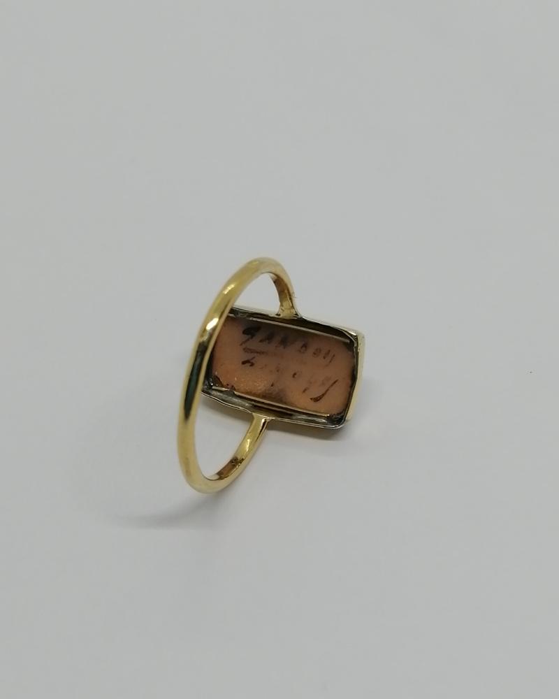 Bague en or jaune avec un émail sur cuivre, portrait, Limoges vers 1900-20. – Image 4