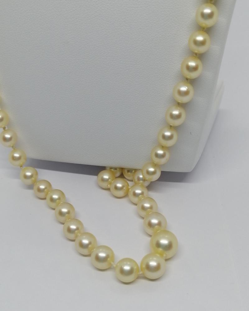 Collier or et perles de culture, en chute et de couleur crème, 1960-80. – Image 2