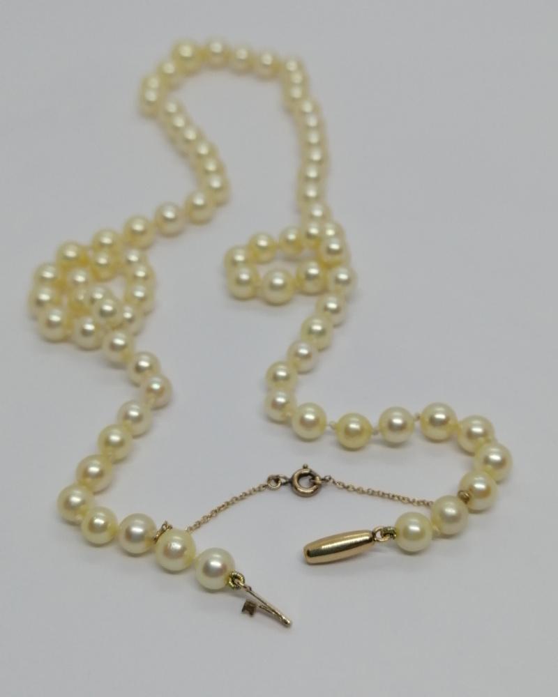 Collier or et perles de culture, en chute et de couleur crème, 1960-80. – Image 3