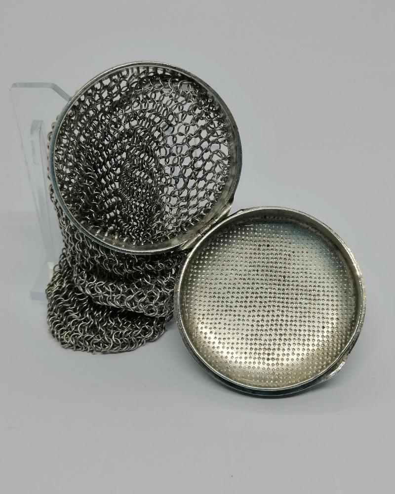 Bourse en argent massif, modèle rond et niellé, rare, 1900. – Image 4