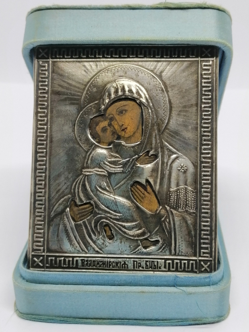 Petite icone Russe, en argent massif et peinte, 1890. – Image 5