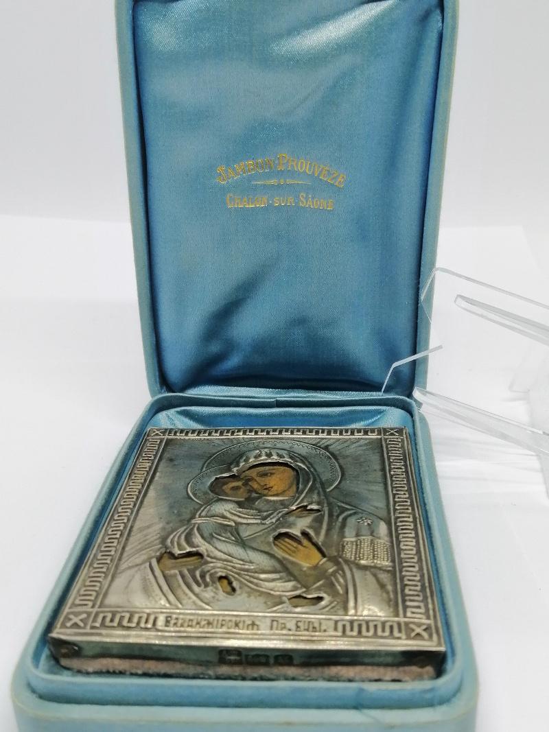 Petite icone Russe, en argent massif et peinte, 1890. – Image 6