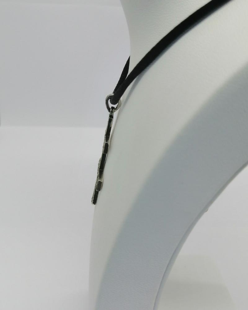 Pendentif argent, croix de Lorraine, pavée de marcasites, 1920. – Image 3